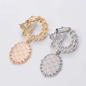 Metal butterfly wreath rhinestone brooch blank cameo bezel tray jewelry making DIY pin.
