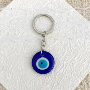 Blue glass evil eye keychain Turkish evil eye pendant bag charm key chain fashion decor