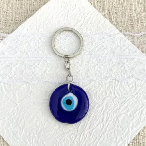Turkish evil eye glass keychain blue evil eye pendant bag charm metal key ring accessory