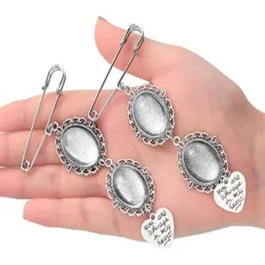 DIY vintage ovale castone spilla pin vuoto bouquet fascino base con ciondolo cuore per artigianato