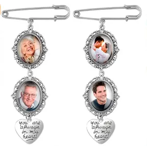 DIY spilla con cornice foto per bouquet da sposa ciondolo cuore ricordo personalizzato