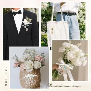 DIY personalized photo memorial bouquet charm brooch pin for wedding graduation gifts