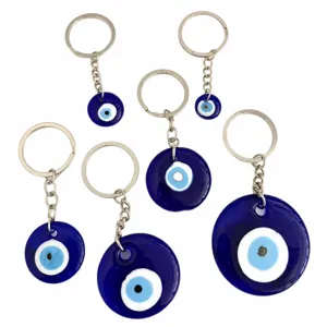 Evil Eye Glass Keychain Turkish Blue Evil Eye Pendant Metal Key Ring Bag Charm Jewelry