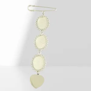 European retro lace oval safety pin brooch stainless steel DIY handmade jewelry base finding