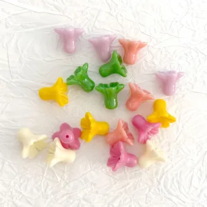 Colorful flower shape shell powder loose beads for DIY jewelry craft accessories, detail view.