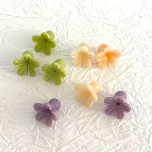 Colorful resin flower loose beads DIY accessories closeup view showing delicate floral details.