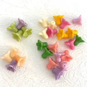 Shell Powder Embossed Morning Glory Loose Beads Through Hole Flower DIY Jewelry Hair Accessories Craft Making