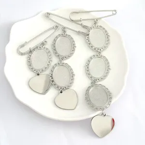 European Retro Lace Oval Brooch Base Stainless Steel Heart Pendant DIY Handcrafted Jewelry Accessories