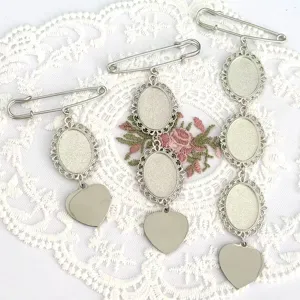Stainless steel vintage oval bezel brooch blank DIY craft jewelry making component accessory