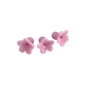 Pink morning glory flower loose beads for DIY jewelry making, cute craft accessories.