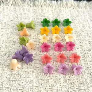 Shell powder morning glory flower loose beads DIY jewelry making accessories detail.