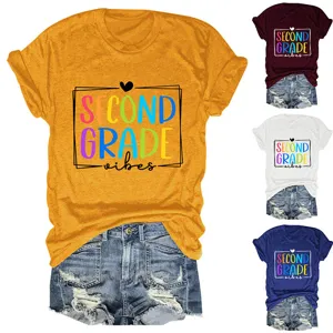 Donna Casual Manica Corta T-Shirt Second Grade Vibes Grafica Collo Rotondo Top