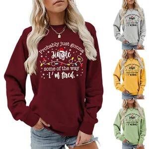 Women's Christmas long sleeve sweatshirt casual holiday funny graphic pullover top comfortable