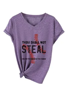 Γυναικείο κοντομάνικο t shirt v λαιμόκοψη casual μπέιζμπολ τοπ άνετα καλοκαιρινά ρούχα