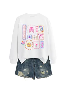 Women white long sleeve sweatshirt with creative radiology x-ray graphic print casual top