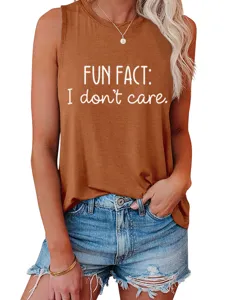 Mujer Casual Holgada Camiseta Sin Mangas Fun Fact I Don't Care Estampado Verano