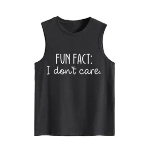 Camiseta sin mangas de color gris oscuro para mujer con letras impresas de verano