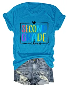 Maglietta grafica casual da donna, scollo rotondo, maniche corte, top comodo e versatile.