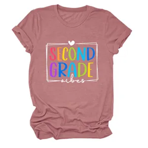 Maglietta casual da donna a maniche corte con stampa grafica, comodo abbigliamento quotidiano.