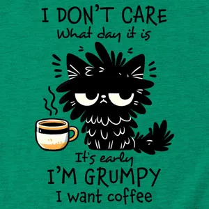 Funny grumpy black cat coffee lover short sleeve casual graphic t-shirt for women
