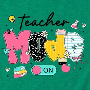 Teacher Mode On funny graphic t-shirt cute back to school educator casual short sleeve top