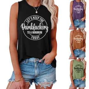 Vrouwen casual mouwloze tanktop zomer basic ronde hals letter grafisch t-shirt top