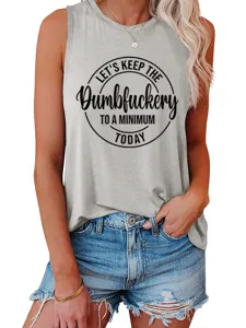 Comfortabele losse dames tanktop met grappige slogan print voor casual dagelijks gebruik.