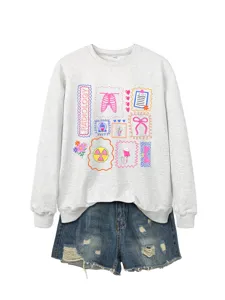 Women casual long sleeve sweatshirt with cute radiology x-ray graphic print, stylish autumn top.