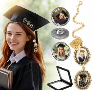 Afstuderen Kwastje Foto Bedels En Brooch Legering Hart Letter Badge Hanger Gedenksieraad Cadeau
