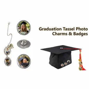 Graduation kwastje foto bedels en badges set met hoed hanger en display tray accessoires.