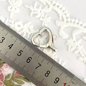 Silver heart shape lobster clasp alloy DIY keychain jewelry making pendant charm accessory part