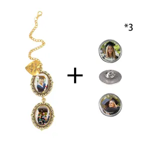 Graduation herdenkingsaccessoires set met foto hanger en broche speldjes voor geschenken