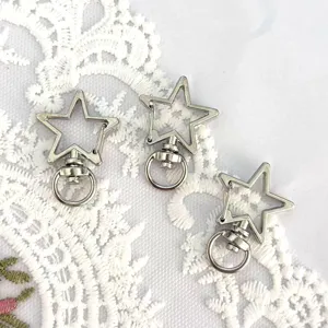 Star alloy lobster clasp keychain hardware detail view, DIY handmade jewelry pendant accessory.