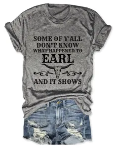 Women casual short sleeve t-shirt with graphic print, comfortable crewneck summer top.