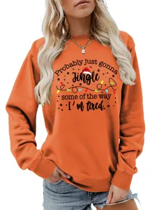 Christmas letter print long sleeve women sweatshirt casual autumn winter warm pullover top