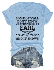 Casual short sleeve tee with funny graphic quote and distressed denim shorts detail shot.