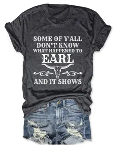Detailed view of the graphic t-shirt featuring unique letter print and bull skull design.