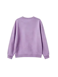 Kids purple long sleeve solid color casual pullover sweatshirt for autumn winter daily wear.