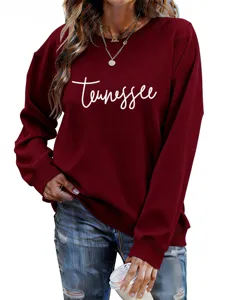 Sweat-shirt casual à manches longues pour femme avec imprimé lettre tendance automne hiver.