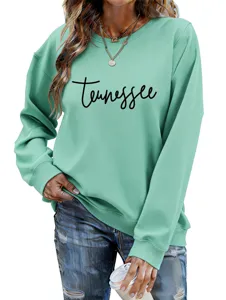 Vue detaillee du sweat-shirt a manches longues pour femme avec impression Tennessee.