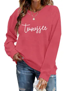 Sweat-shirt femme stylé Tennessee imprimé lettres manches longues col rond automne.