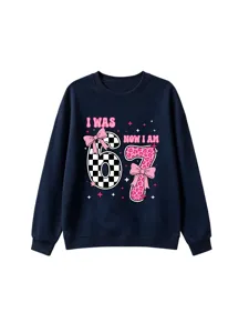 Kids birthday pullover sweatshirt, casual long sleeve crewneck top for children, cozy winter wear.
