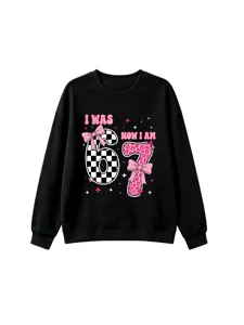 Kids black sweatshirt long sleeve casual cute birthday top tee clothing apparel kids wear