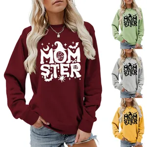 Damen Halloween MOM STER Sweatshirt Lässiger Langarm Pullover Rundhalsausschnitt Tops