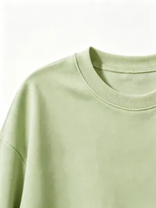Kids solid light green crewneck sweatshirt long sleeve apparel detail shot casual wear