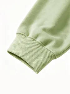 Detailed close-up view of kids casual solid color soft knitted ribbed sleeve cuff.
