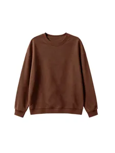 Detailed view of the brown children sweatshirt showing soft fabric texture and neat ribbed cuffs.