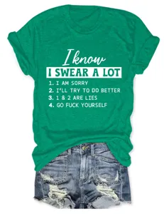 Donna casual a maniche corte t-shirt verde con stampa citazione divertente top grafico