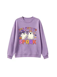 Kids Halloween cute ghost sweatshirt casual long sleeve crewneck pullover top for autumn