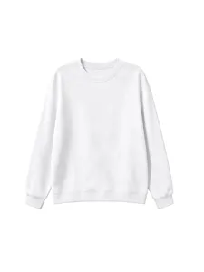 Kids solid color long sleeve crewneck sweatshirt detail, soft fabric, casual pullover top.
